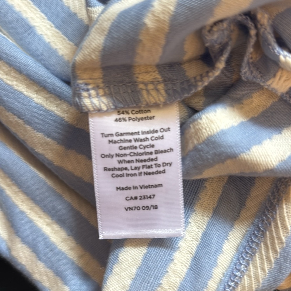 NWT Talbots Plus Blue and White Striped Top with Square Neckline and 3/4 Sleeves - Picture 5 of 7